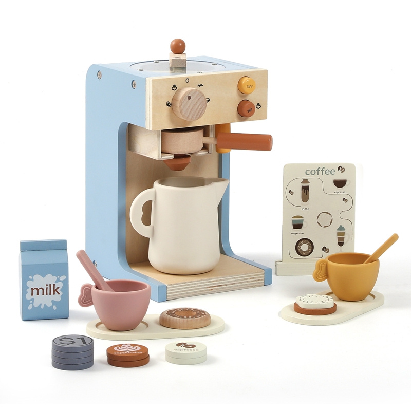 Coffee Tea Game - Kids Kitchen Toys Set Wooden Coffee