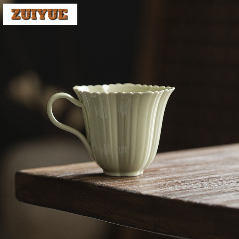 Coffee Tea Flower - 150ml Reed Green Handmade Coffee Cup