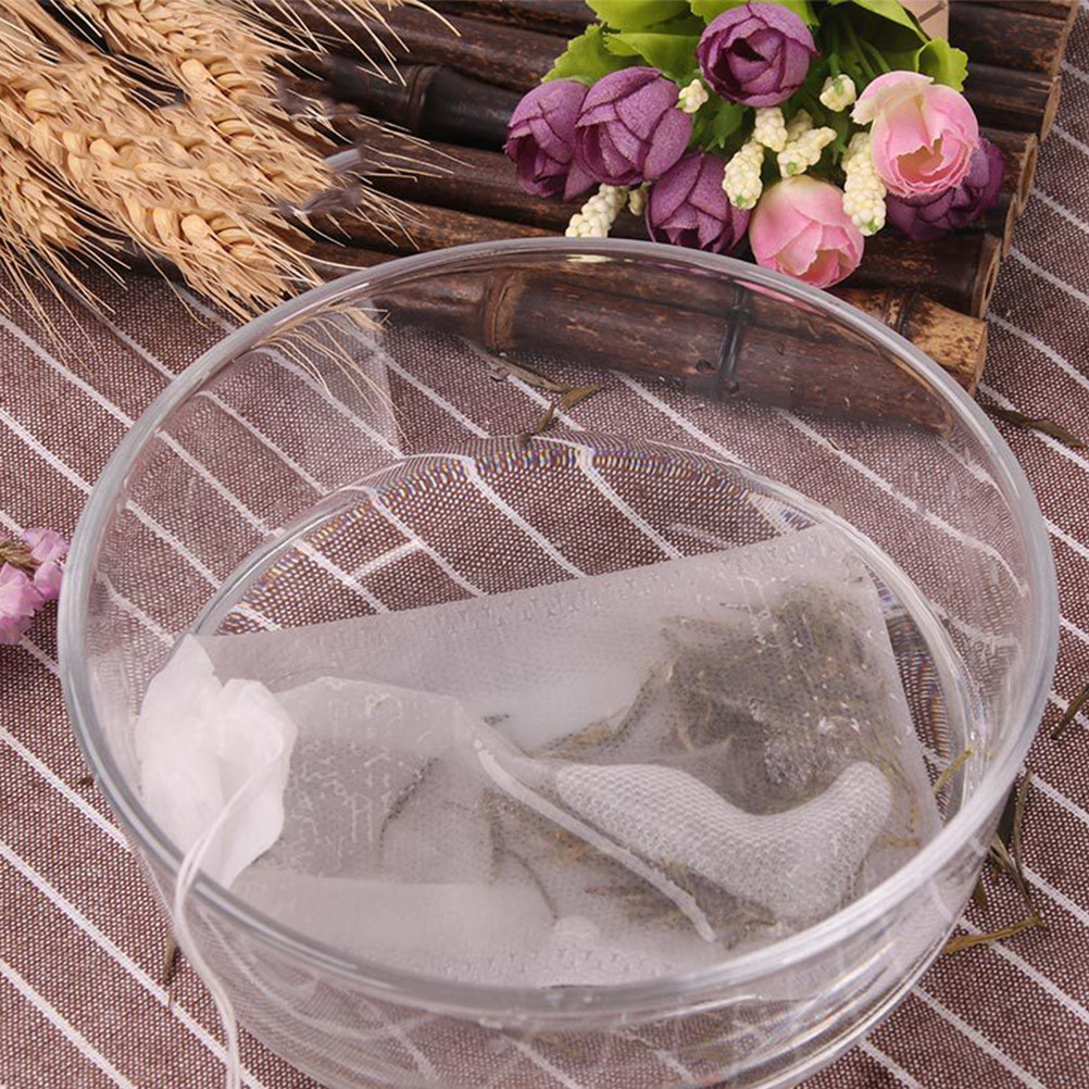 Coffee Tea Flower - 100Pcs Drawstring Tea Filter Bags Disposable