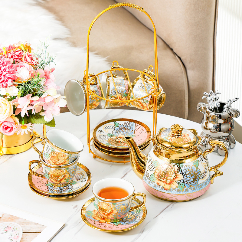Coffee Tea Flower - 14 Piece Set Household European Tea
