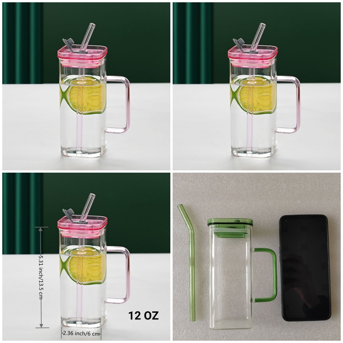 1 Pcs Pink Glass Cup, 6 Col Sq - Coffee Tea reseña y precio