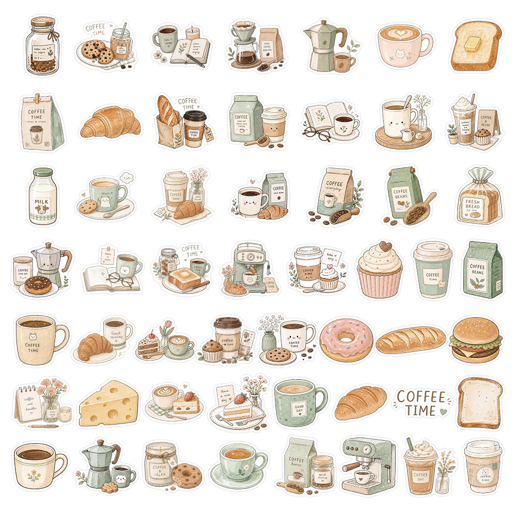 50-100 PCS Coffee Time Sticker - Coffee Tea Journal reseña y precio