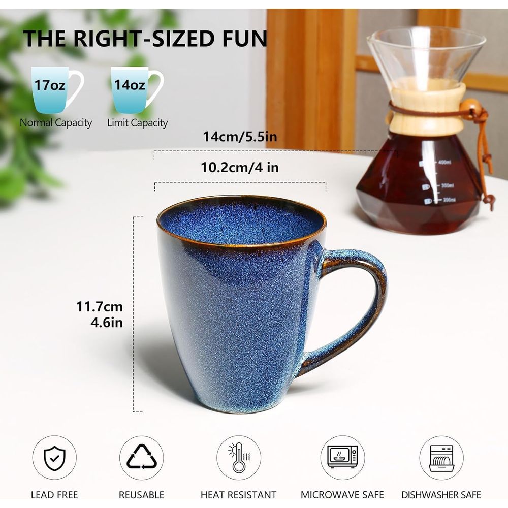 Set of 6 Large Blue Ceramic Co - Coffee Tea Uses reseña y precio