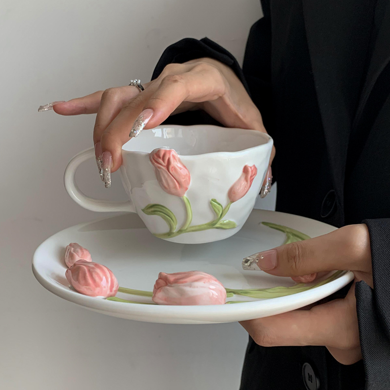 Tulip Ceramic Mug Embossed Flo - Coffee Tea Flower reseña y precio