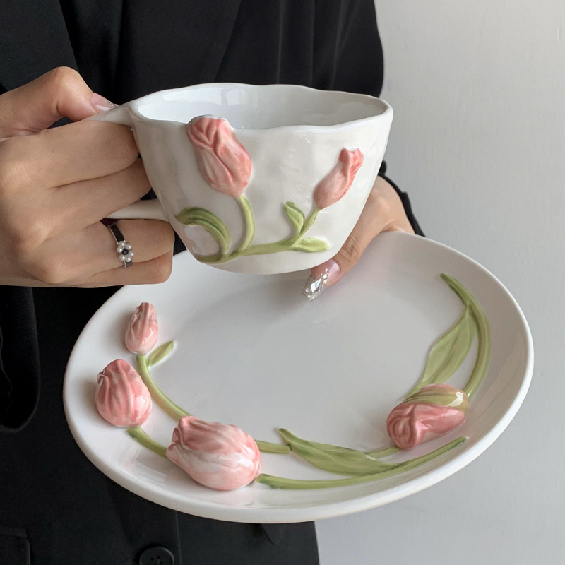 Tulip Ceramic Mug Embossed Flo - Coffee Tea Flower reseña y precio
