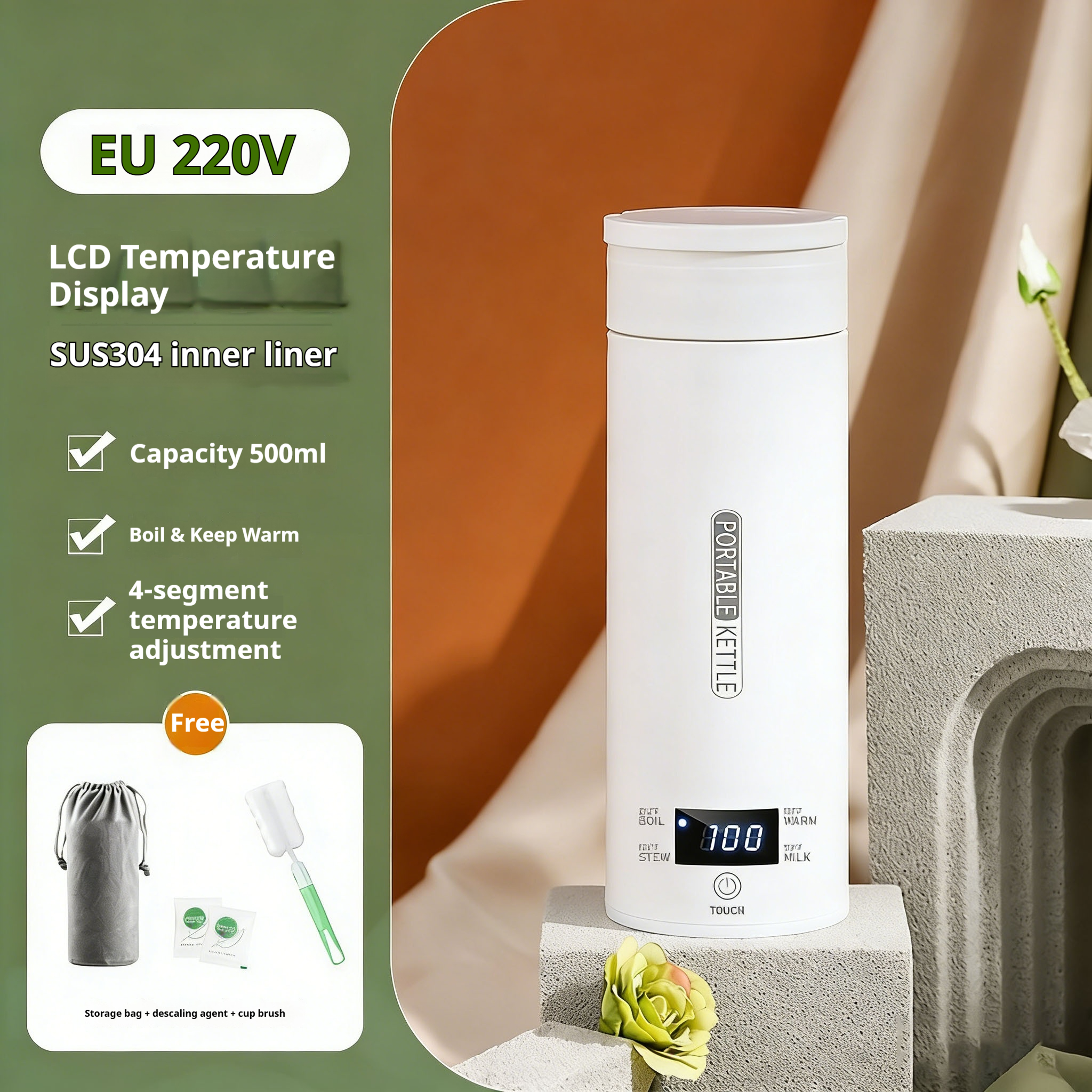 450ML Electric Kettles Portabl - Coffee Tea Menu reseña y precio
