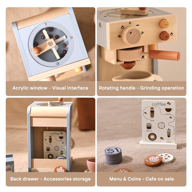 Kids Kitchen Toys Set Wooden C - Coffee Tea Game reseña y precio
