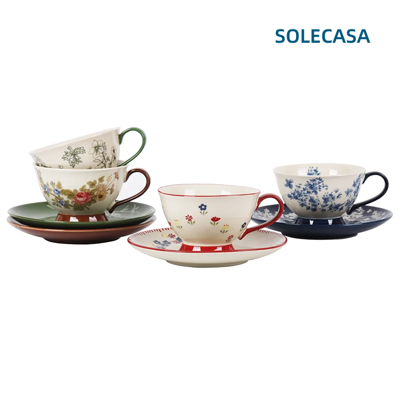 SOLECASA 220ml Coffee Cup&Sauc - Coffee Tea Flower reseña y precio