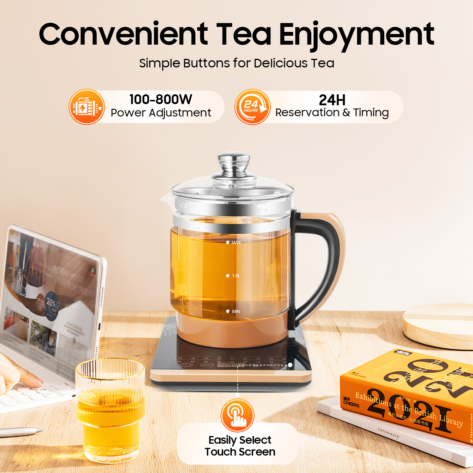 Electric Tea Kettle 1.8L 800W  - Coffee Tea Menu reseña y precio