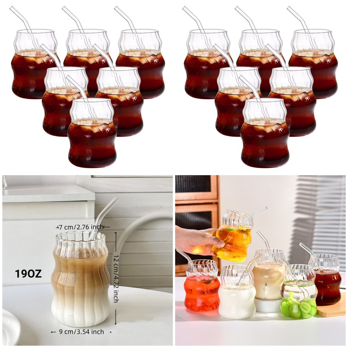 6 Pcs 19oz Glass Coffee Cup Se - Coffee Tea reseña y precio