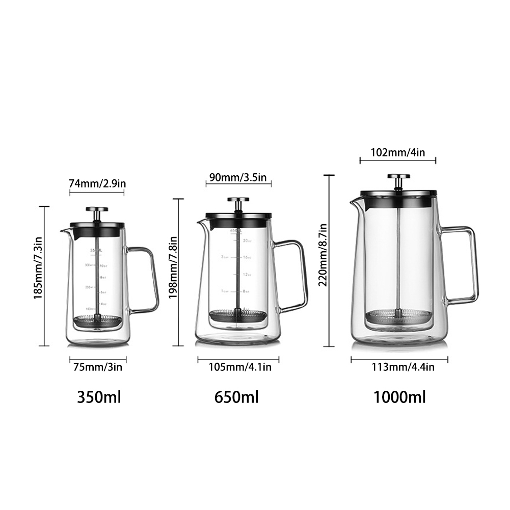 Double Layers French Press Pot - Coffee And Tea Glass reseña y precio