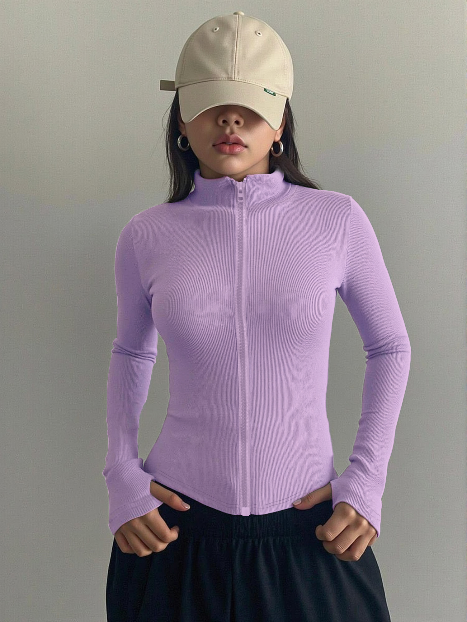 Casual Ribbed High Neck Zip-Up - Coffee&Tea House Opinie reseña y precio