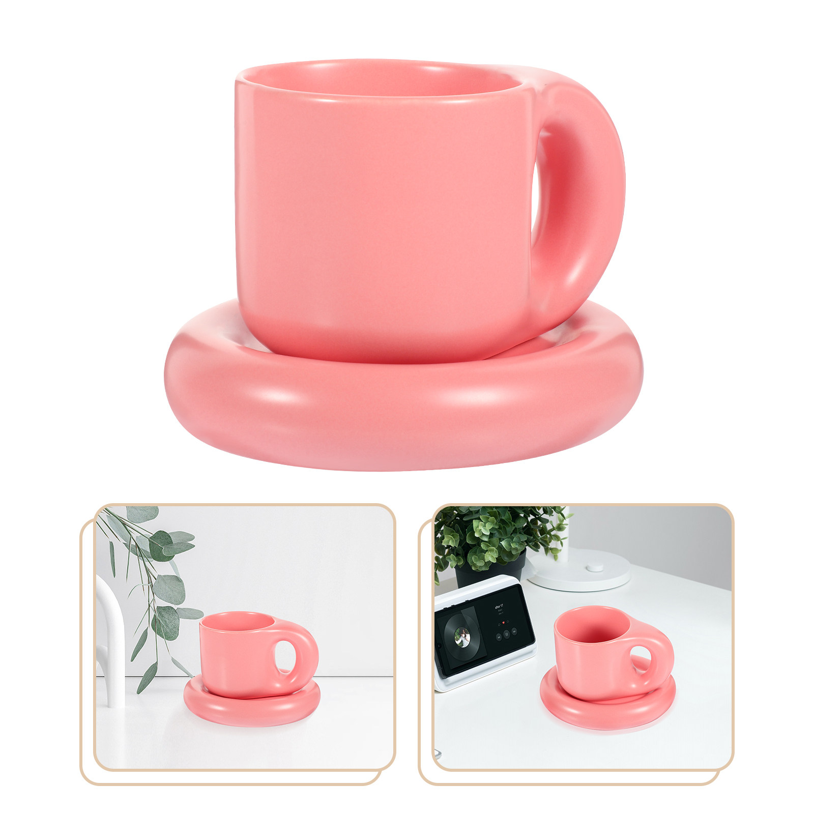 Ceramic Coffee Cup Set with Sa - Coffee Tea Uses reseña y precio