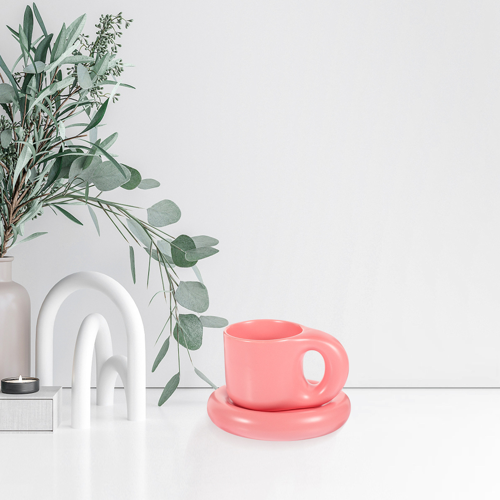Ceramic Coffee Cup Set with Sa - Coffee Tea Uses reseña y precio