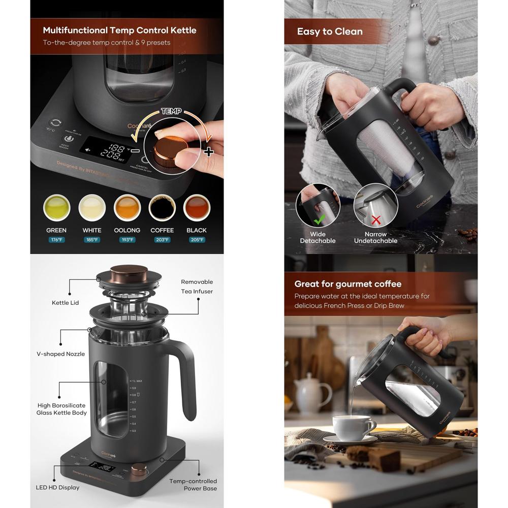 Glass Tea Kettle with 1200W Fa - Tea And Coffee Kettle reseña y precio