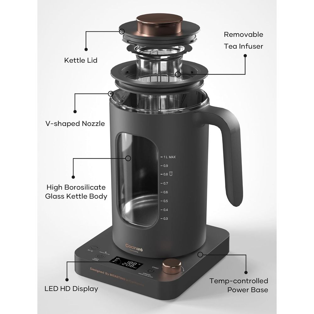 Glass Tea Kettle with 1200W Fa - Tea And Coffee Kettle reseña y precio