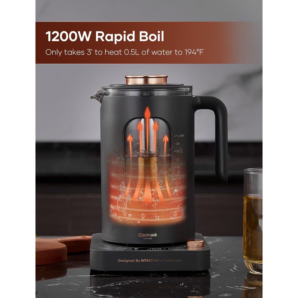 Glass Tea Kettle with 1200W Fa - Tea And Coffee Kettle reseña y precio