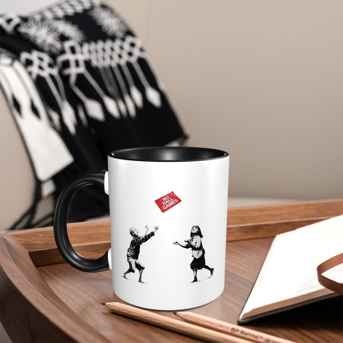 No Ball Games Banksy Mug Funny - Coffee Tea Game reseña y precio